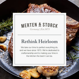 Merten & Storck storage-friendly carbon steel pan, lightweight and easy to handle.