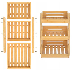 Merysen bamboo display stand enhances kitchen organization and visual appeal.