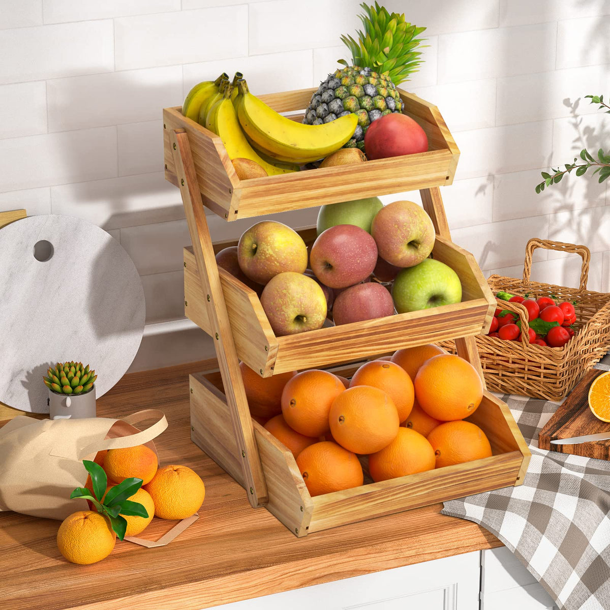 Merysen stylish kitchen centerpiece fruit bowl adding farmhouse charm