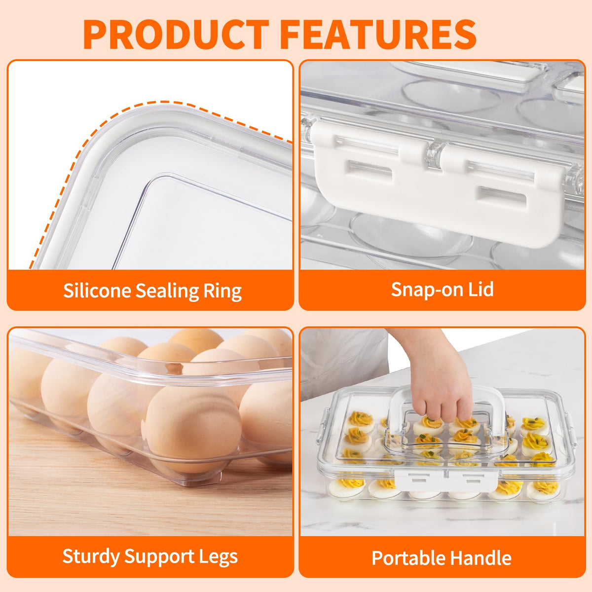 MesRosa BPA-free clear plastic carrier for safe egg storage.