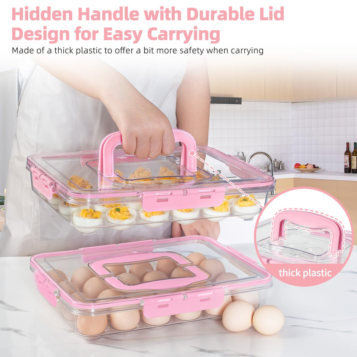 Fridge-safe MesRosa egg storage keeps eggs organized and fresh.