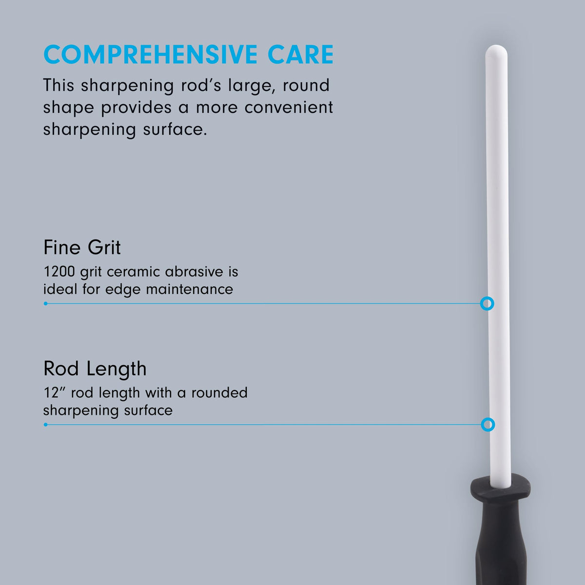Messermeister sharpening rod featuring ergonomic handle for comfortable grip.