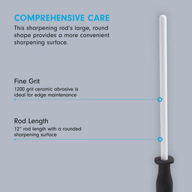 Messermeister sharpening rod featuring ergonomic handle for comfortable grip.