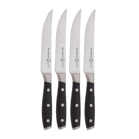 Messermeister Avanta 5-inch steak knives on block for confident prep