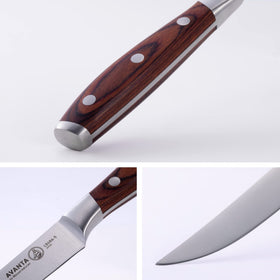 Messermeister Avanta full-tang design ensures superior balance during prep.