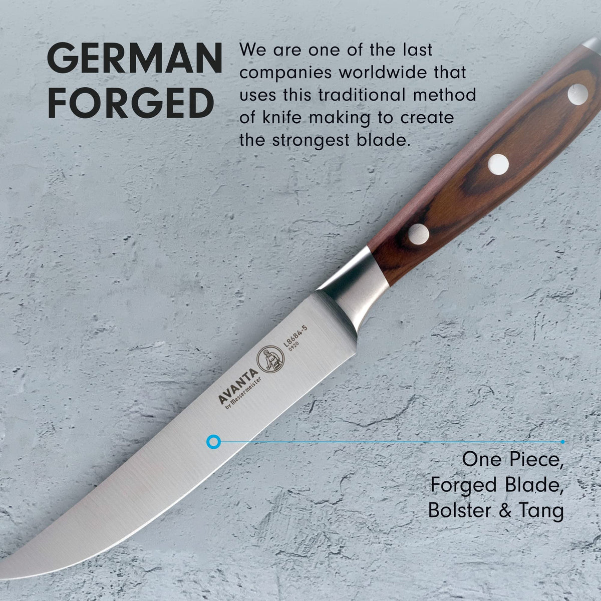 Messermeister Avanta knives in wood block ready for everyday dinners.
