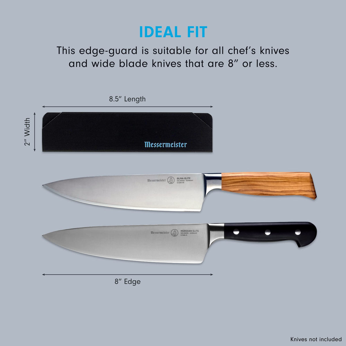 Messermeister Edge-Guard in use keeping knives safe in bags or drawers