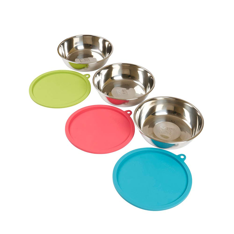 Messy Mutts 6-piece bowls with lids for travel-ready pet meals