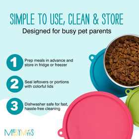 Messy Mutts bowls in small, medium, and large for versatile portions