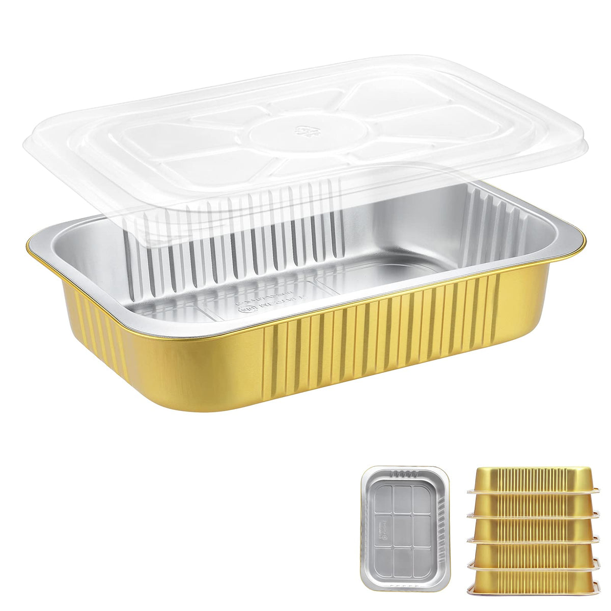 MESTAEK 11x7.5in foil pan with lid ideal for secure transport of casseroles.