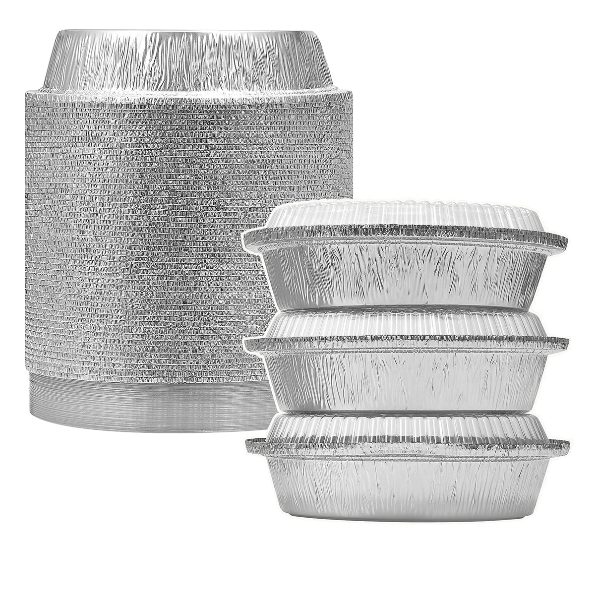 MESTAEK heavy-duty 7in foil pan with lid for reliable batch cooking and storage.