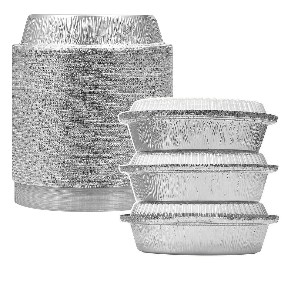 MESTAEK heavy-duty 7in foil pan with lid for reliable batch cooking and storage.