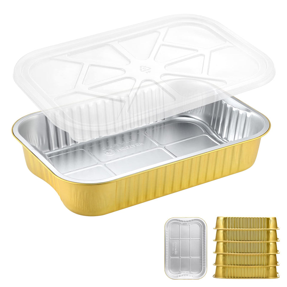 MESTAEK 13x8.8 foil pan top view shows extra-thick construction for stable cooking.