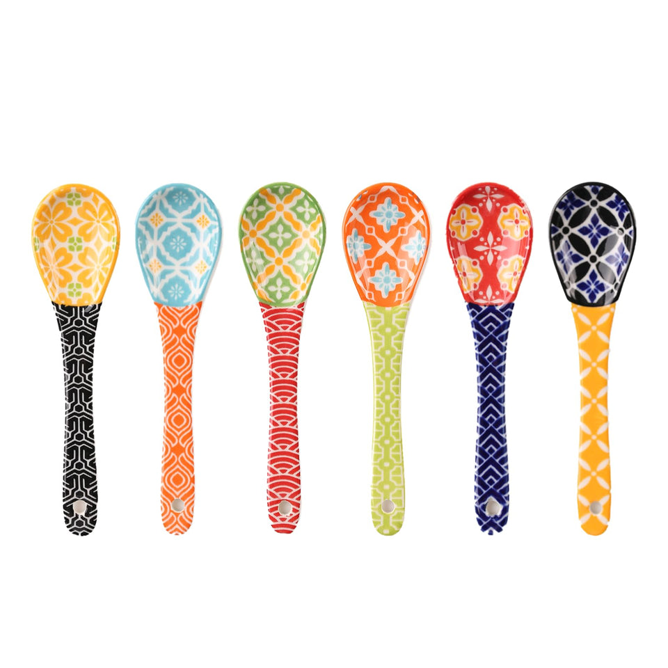 Metahom ceramic coffee spoons, colorful set of 6, ideal for stirring coffee