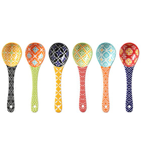 Metahom ceramic small serving spoons, colorful set, ideal for cereal and soups.
