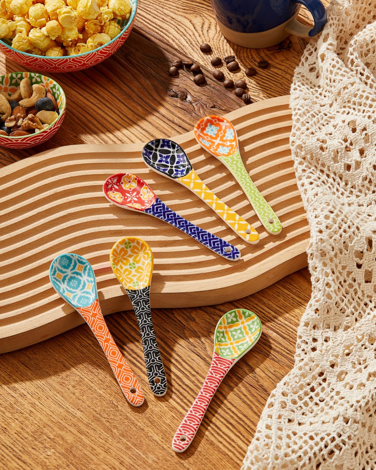 Metahom ceramic spoons with flat handles and hanging hole