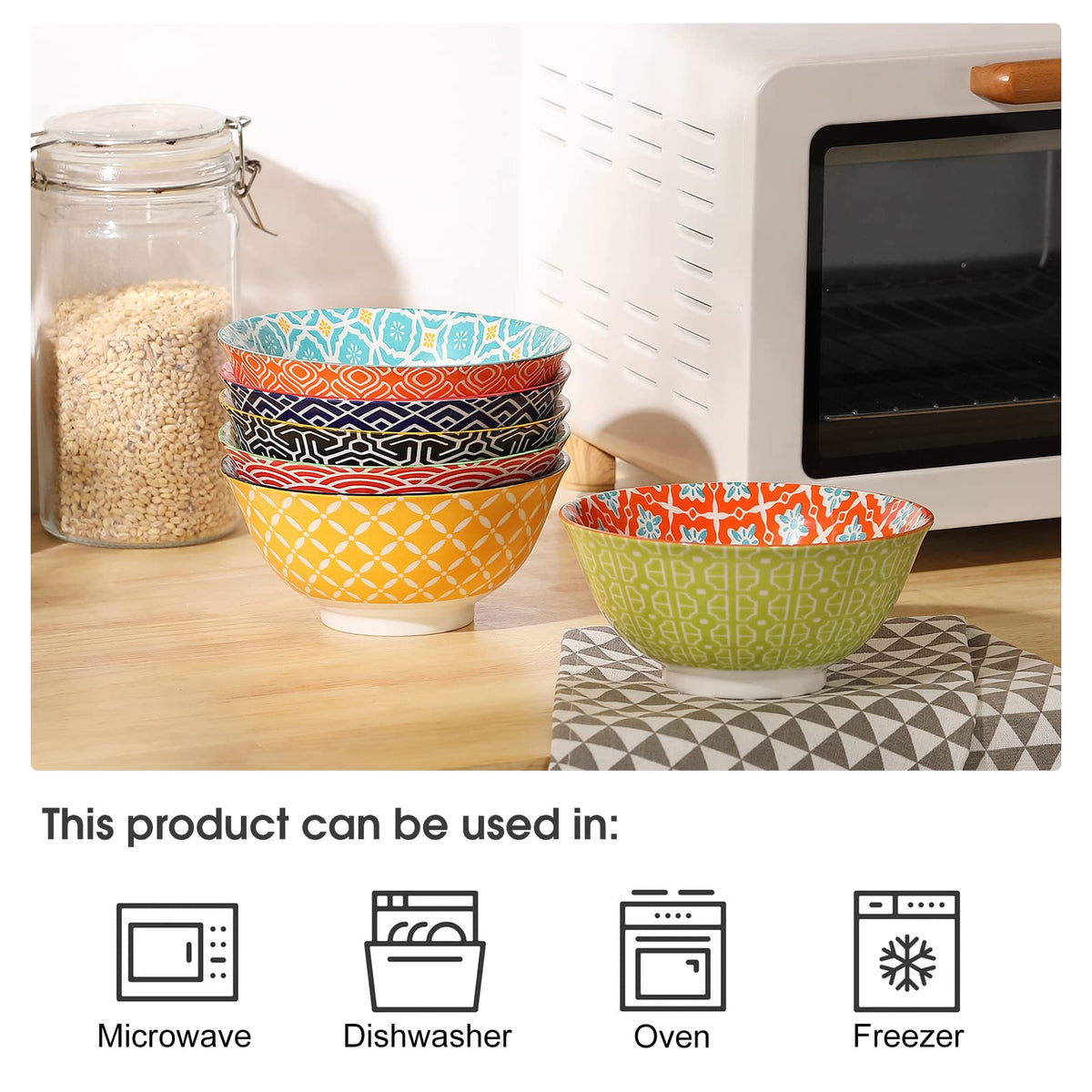Stackable porcelain bowls save cabinet space while staying stylish