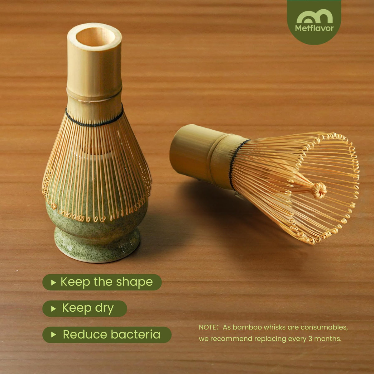 Metflavor 100-prong bamboo whisk close-up highlighting fast microfoam.