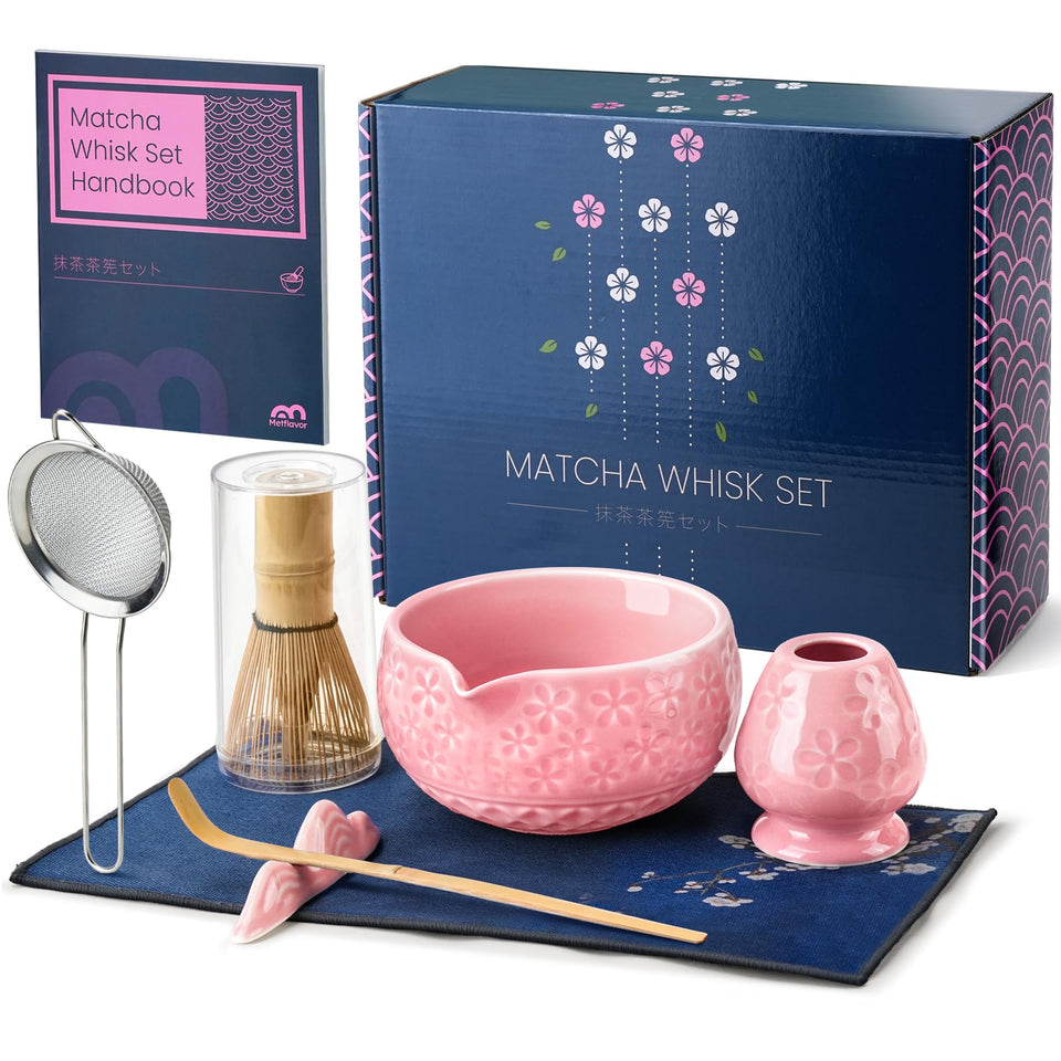 Metflavor matcha whisk set with bamboo whisk for velvet foam.