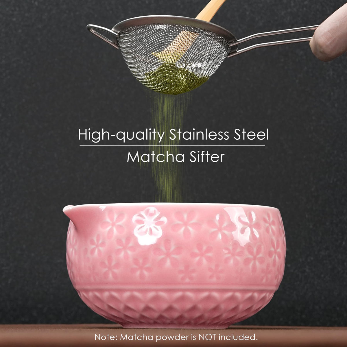 Metflavor bamboo matcha scoop for precise powder measurement.