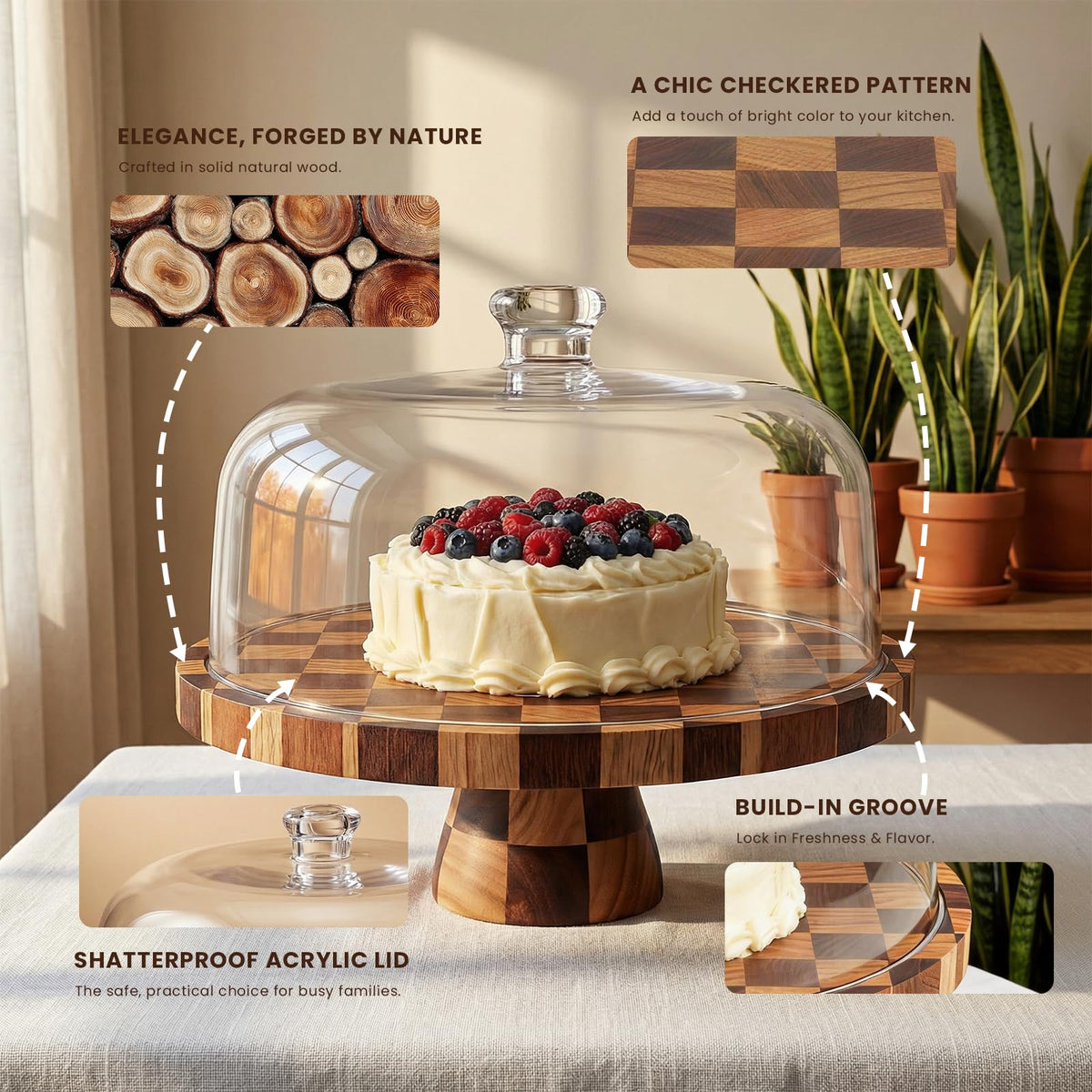 Metflavor checkered wood craftsmanship adds warmth to table