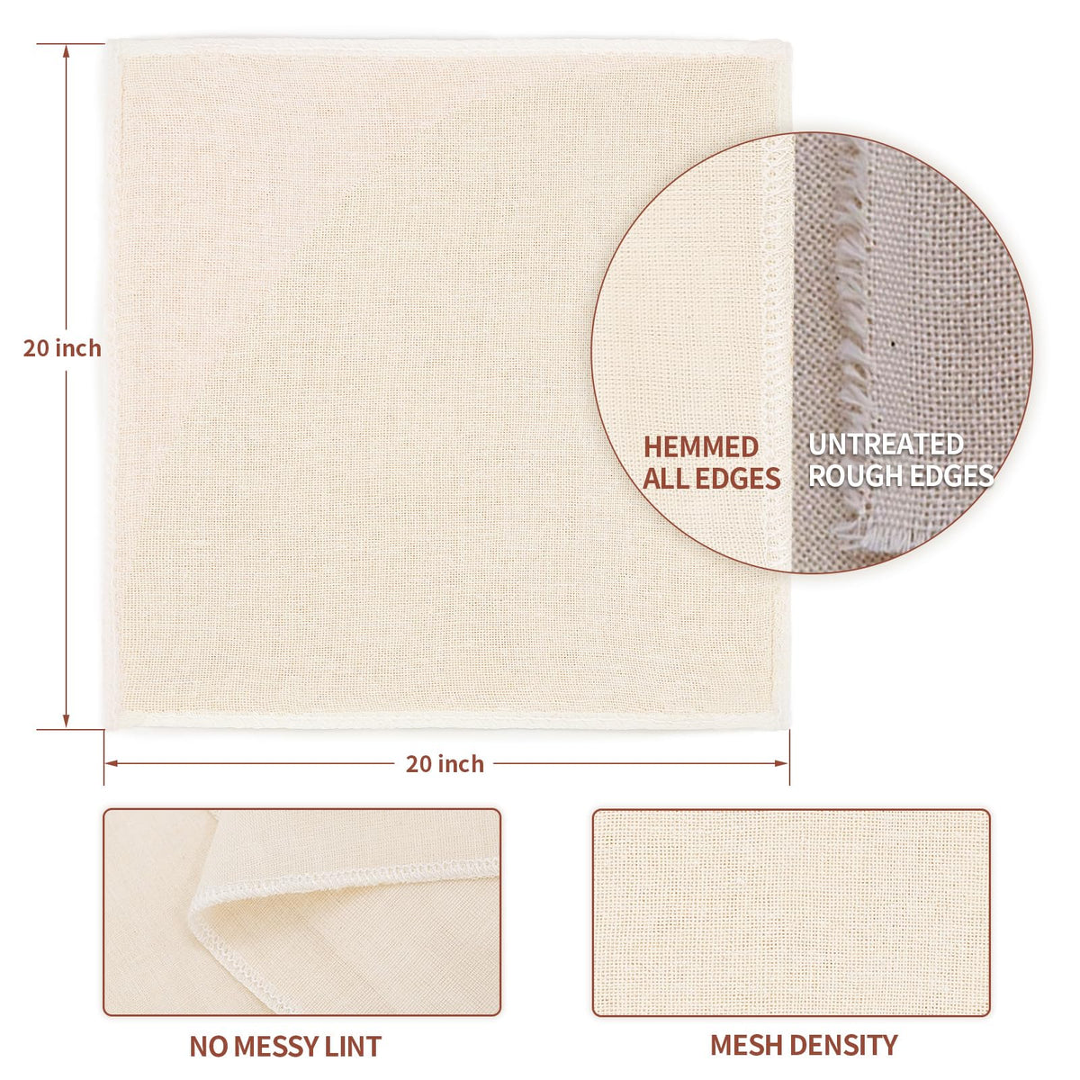 Metflavor 100-grade cheesecloth weave for tight filtration of cheese and broths.