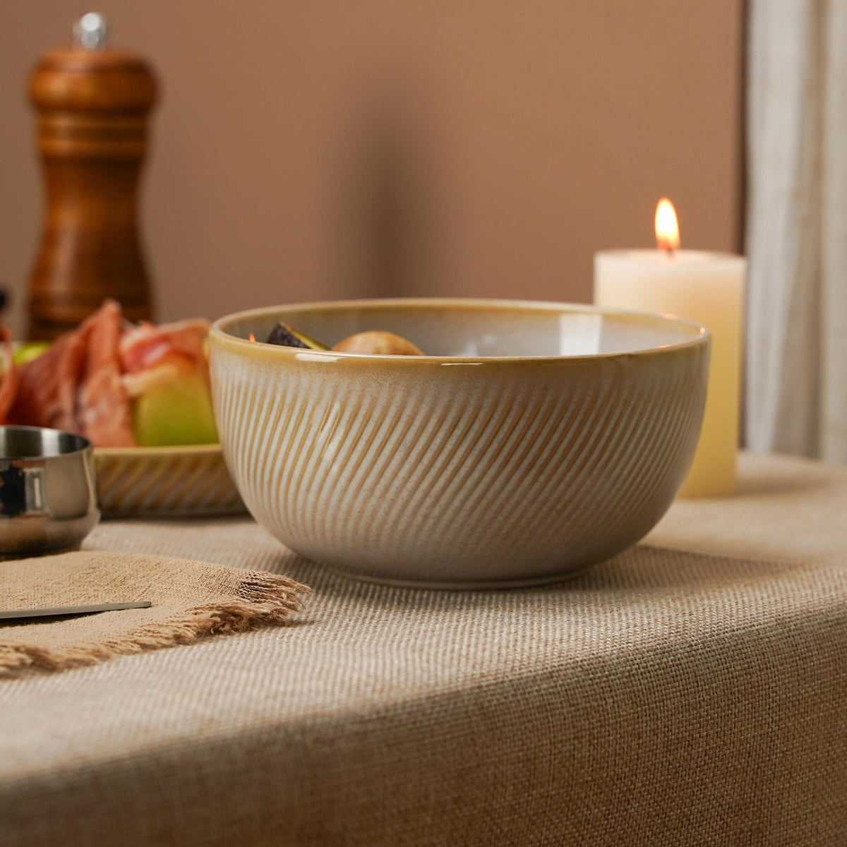 Metflavor Sculpted Dune glaze finish cleans easily, dishwasher friendly after family meals.
