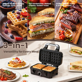Metine 1200W heating system cooks waffles quickly and evenly.