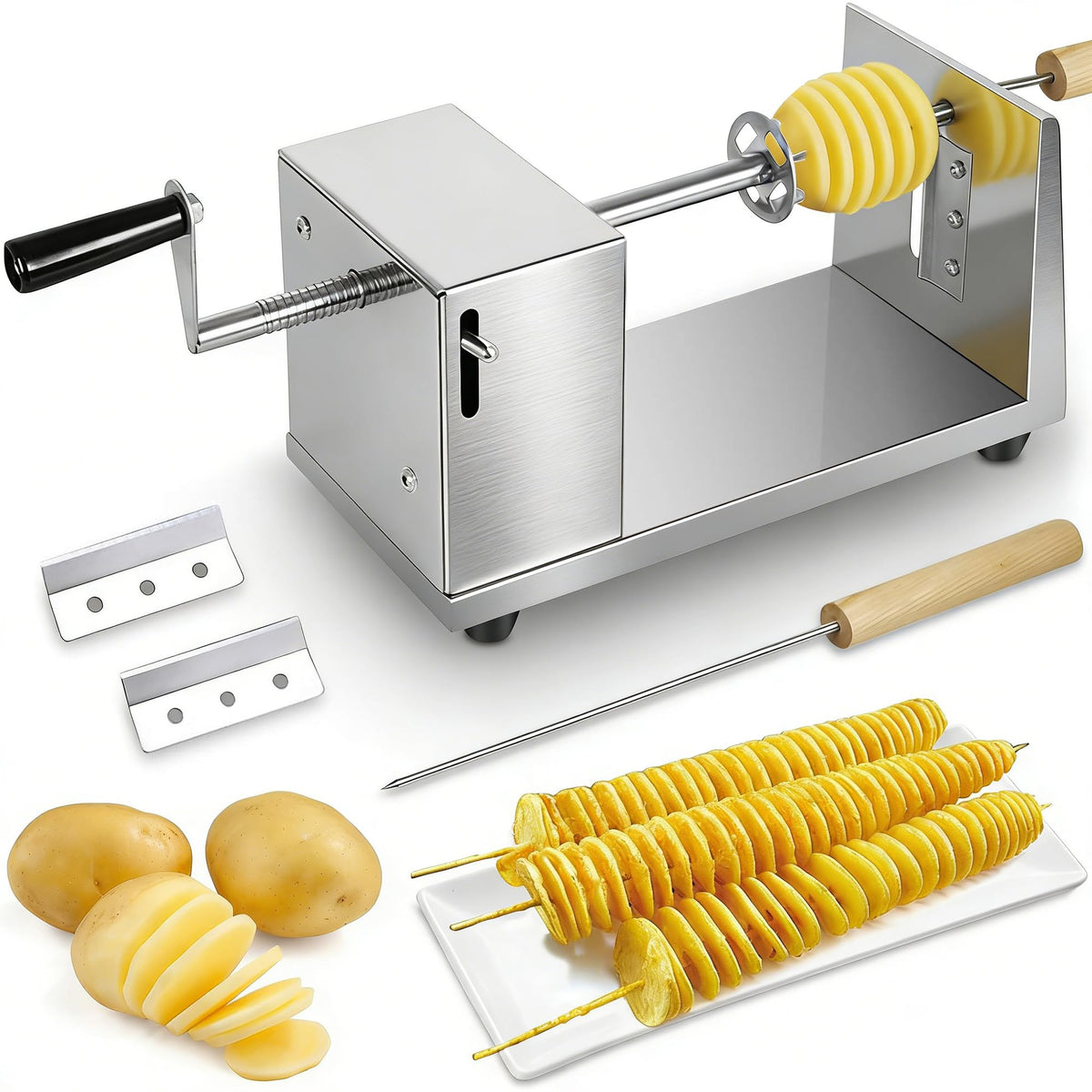 METLUCK Tornado Potato Cutter front view shows durable stainless steel construction for quick spirals.