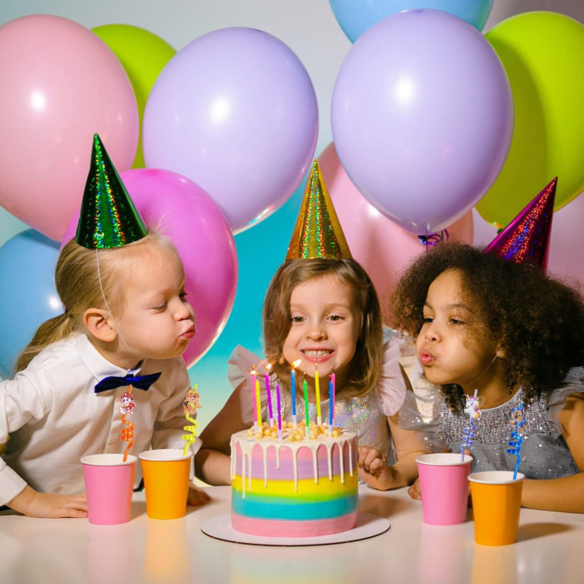 Mevsim kids spiral drinking straws in bright colors for playful sippable moments.