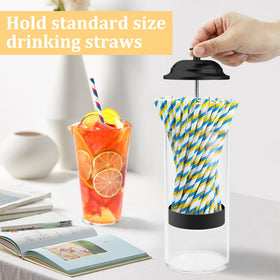 Mevtok straw holder shows organized dispensing for a neat counter setup.