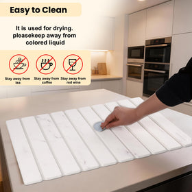 Mewor Heat-resistant Stone Drying Mat protects countertops from hot pots