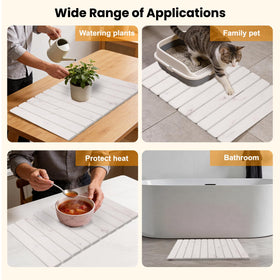 Mewor Marble-pattern Stone Drying Mat adds kitchen style