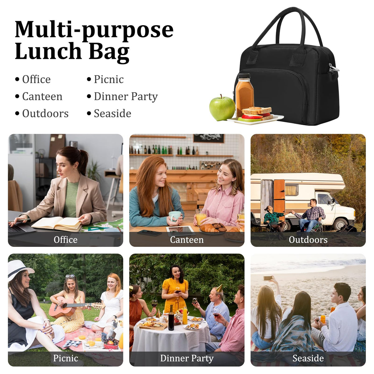 MEXS lunch bag back pocket stores napkins or cables for easy access.