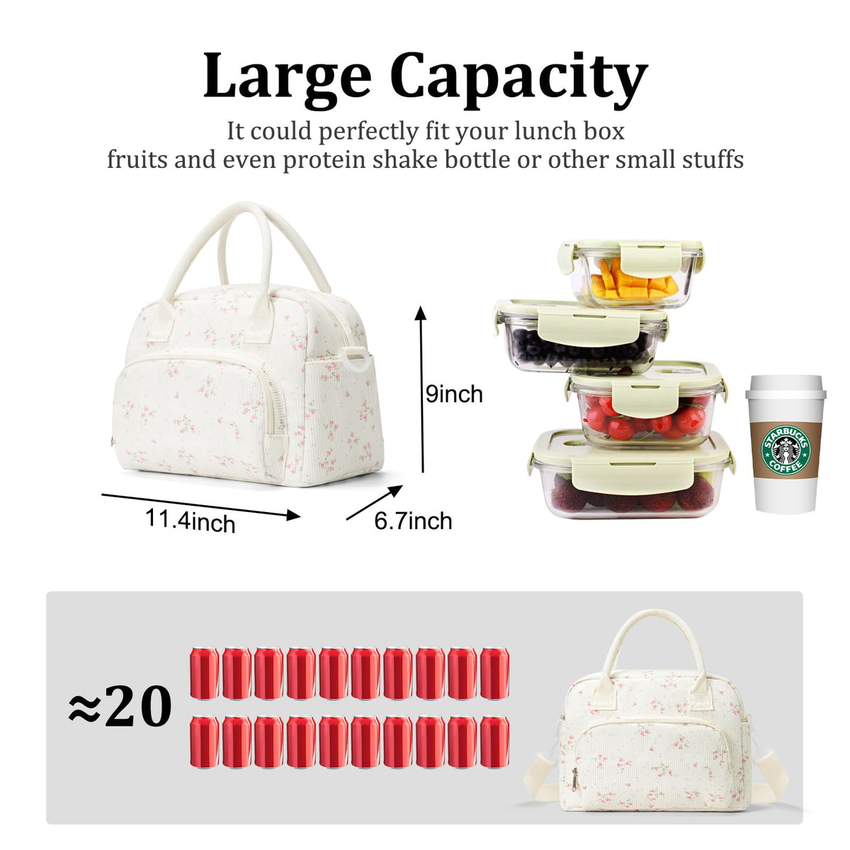 MEXS lunch bag features a detachable adjustable shoulder strap for versatile carrying.