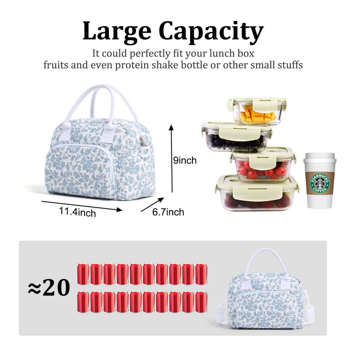 MEXS lunch bag side pocket holds drinks or snacks for quick access