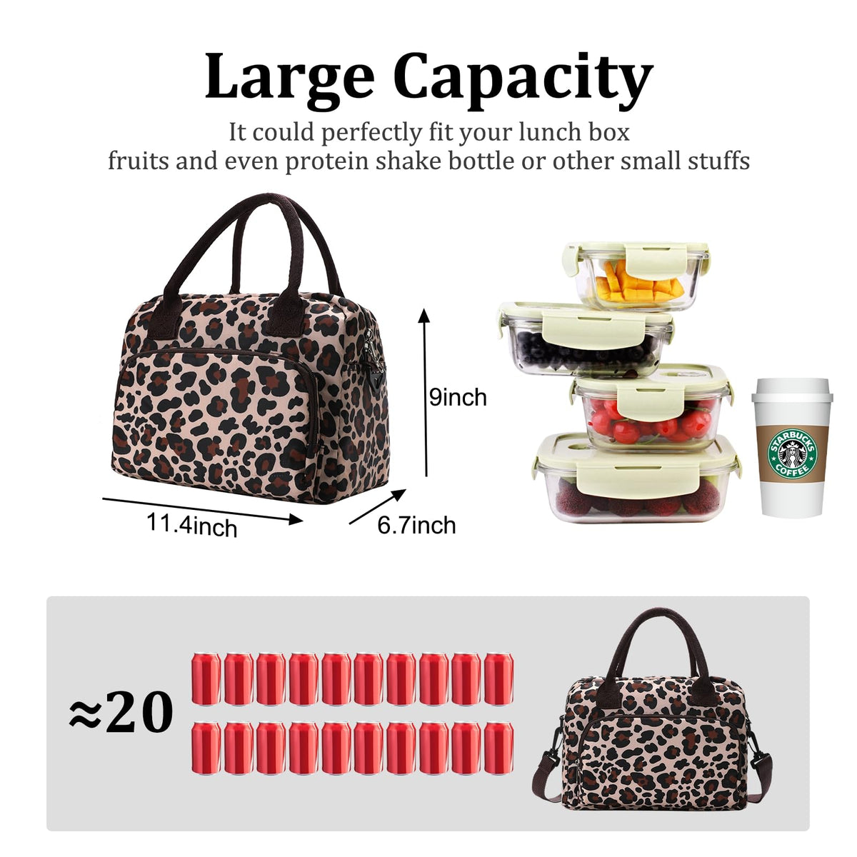 Detachable adjustable shoulder strap on the MEXS lunch bag for versatile carry options.