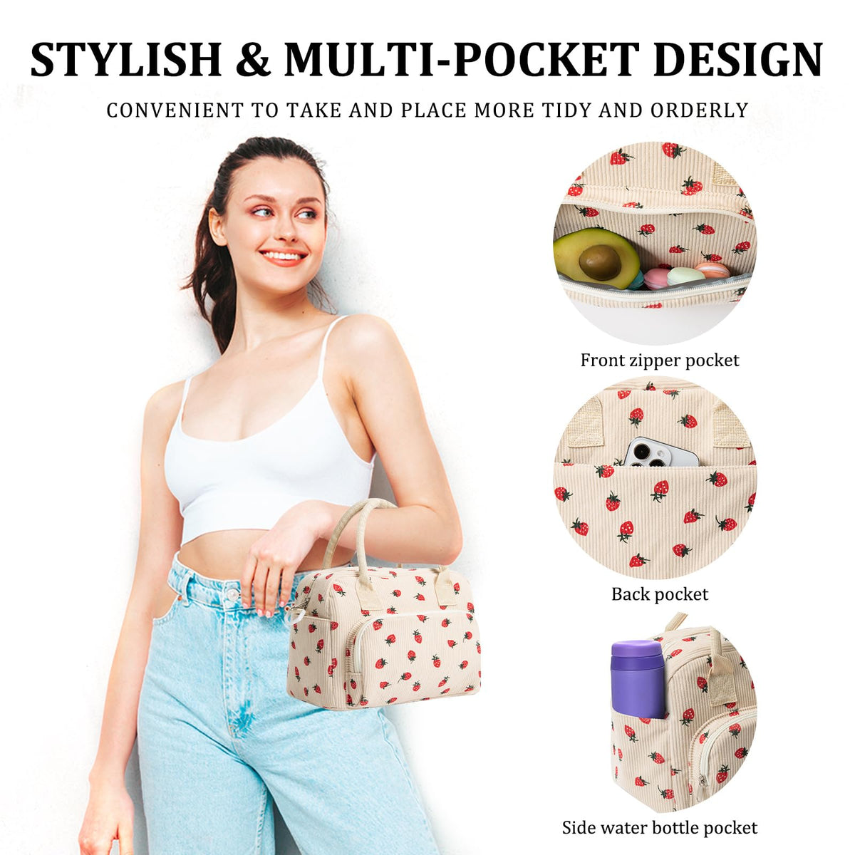 MEXS lunch bag interior with five pockets for organization
