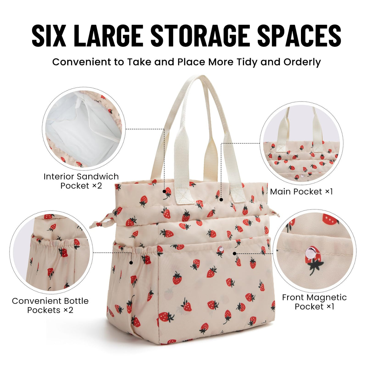 MEXS lunch bag front magnetic pocket for essentials while keeping items organized.
