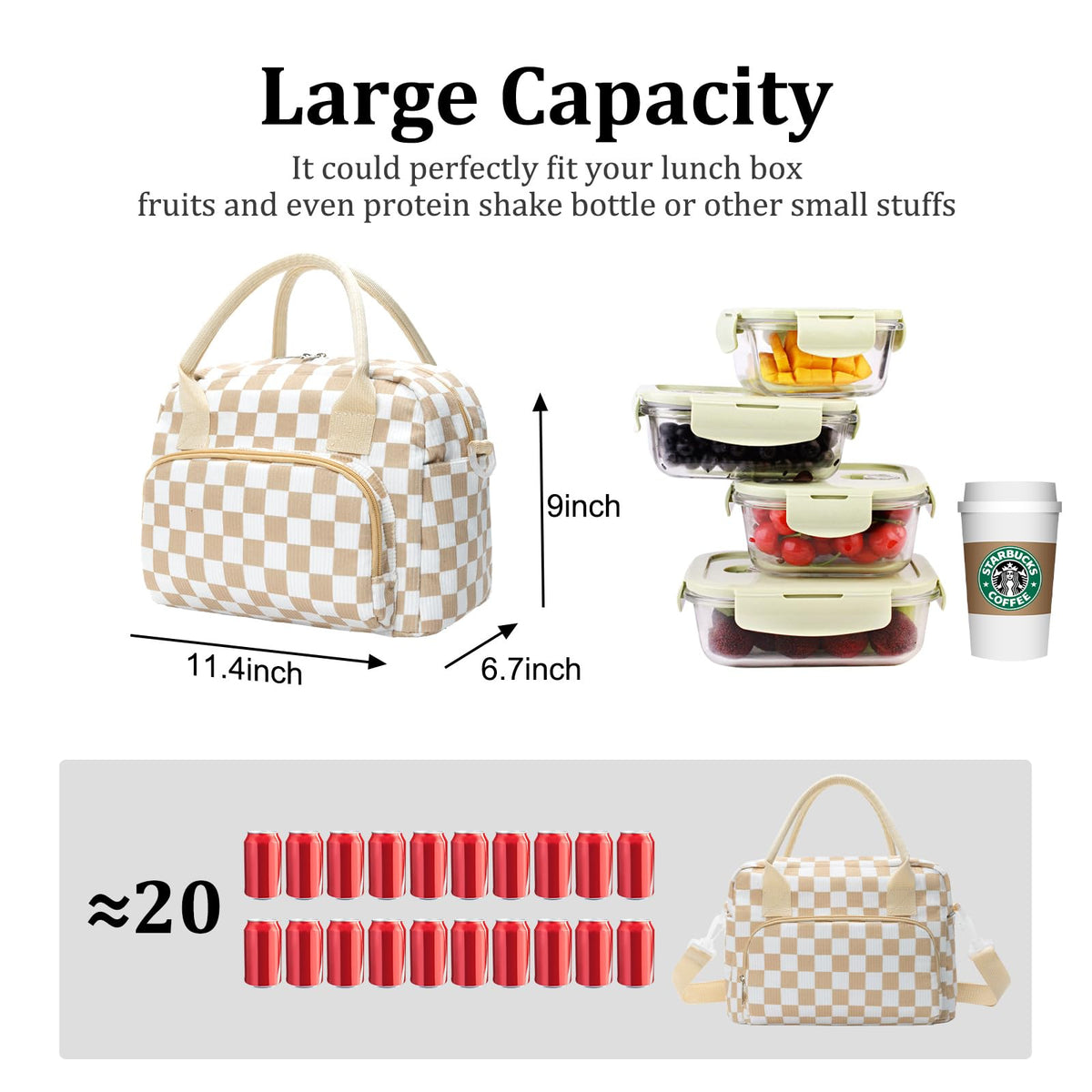 MEXS lunch bag with removable shoulder strap for easy carrying