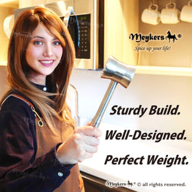 Meykers solid head design delivers consistent tenderizing for steaks and poultry