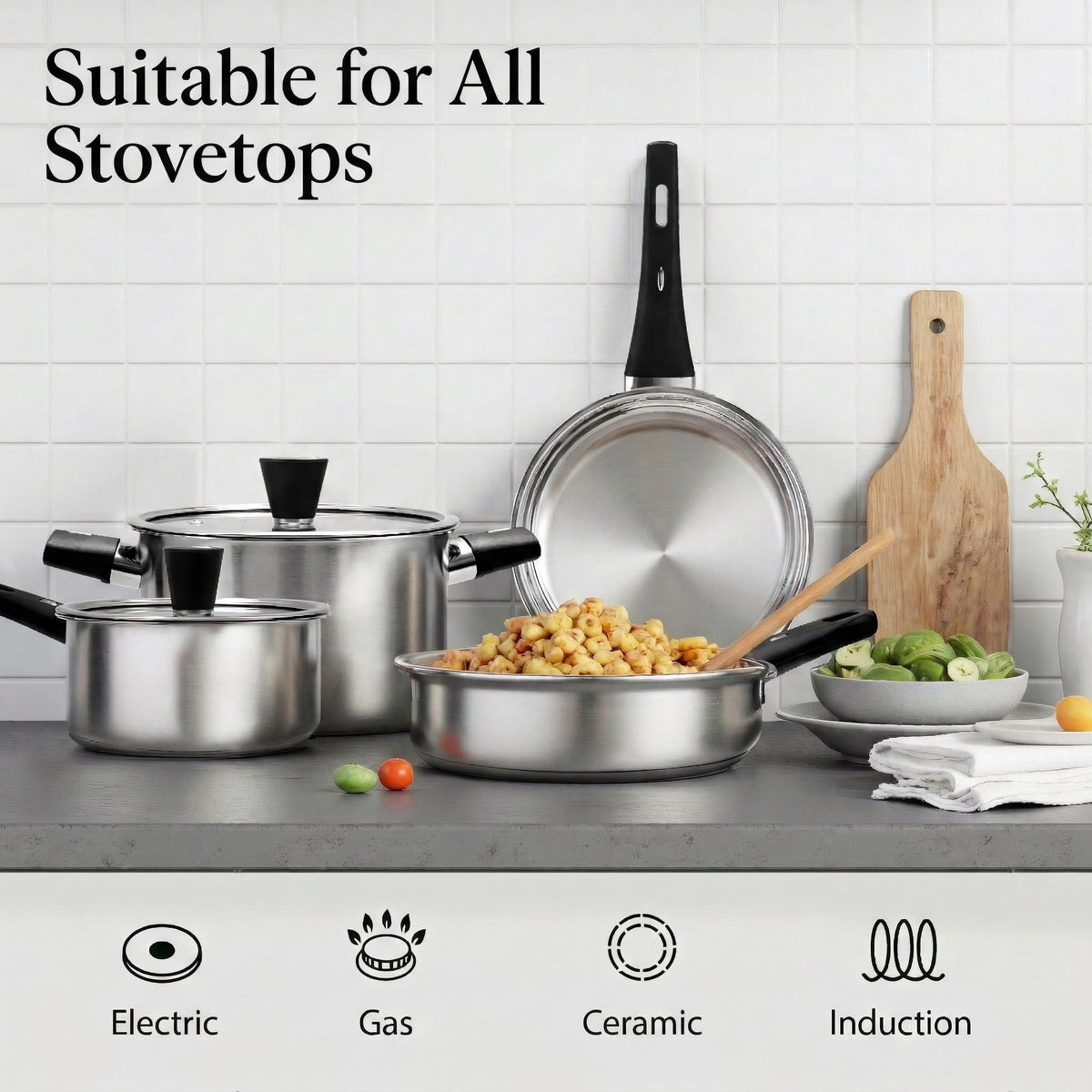 Meythway 5.5qt sauté pot with lid for generous meals.