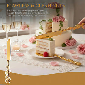 Mezchi anniversary or birthday table setup with gold tools.