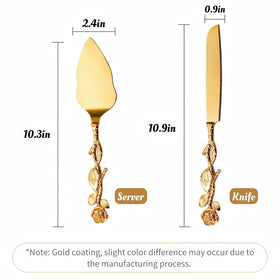Mezchi cake cutting set shown from side view highlighting finish.