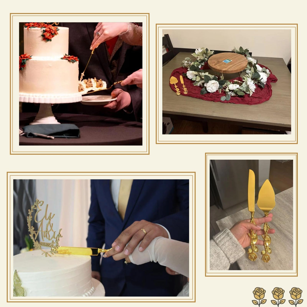 Mezchi versatile cutting set for cake, pie, and pizza.