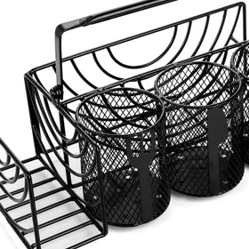 Durable iron Mezchi caddy with rust-resistant black finish for long-term use.