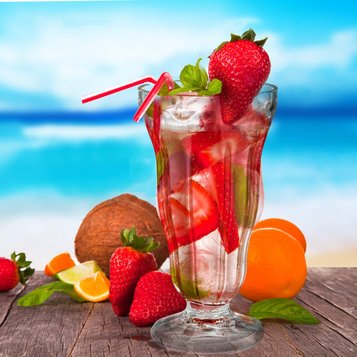 Mezchi pina colada fountain glasses for tropical drinks.