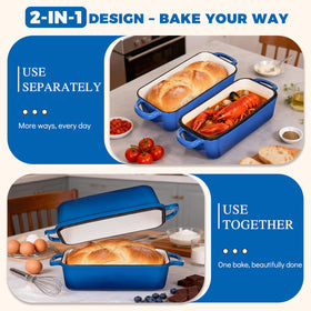 Mezzalur loaf pan assembly demonstrating durable cast iron construction.