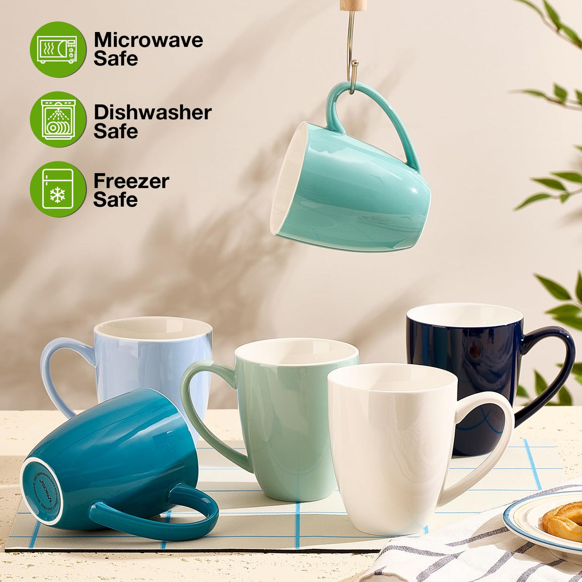 Mfacoy 13oz mug with large handle for comfortable grip during hot beverages.