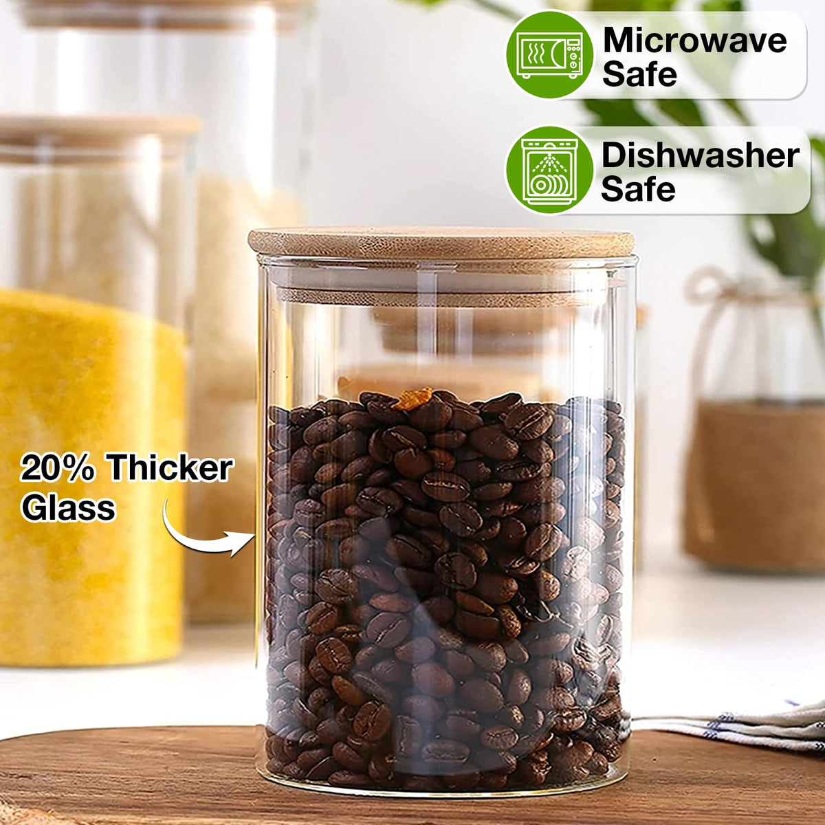 Mfacoy 27 oz clear glass canisters keep contents visible and fresh.